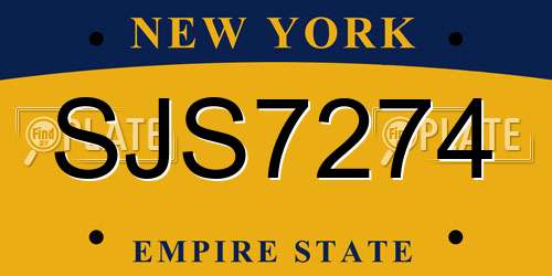 SJS7274 New York License Plate