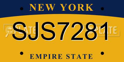 SJS7281 New York License Plate