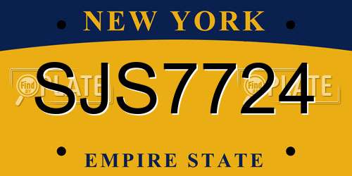 SJS7724 New York License Plate