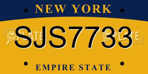SJS7733 New York License Plate