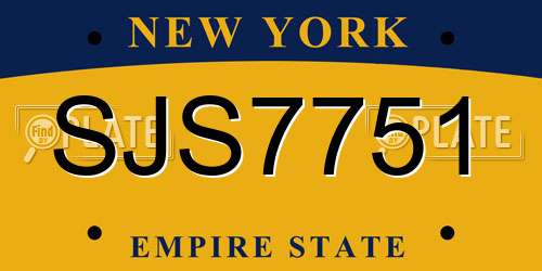 SJS7751 New York License Plate