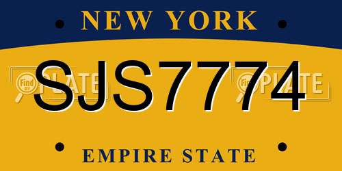 SJS7774 New York License Plate