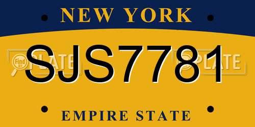 SJS7781 New York License Plate