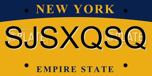 SJSXQSQ New York License Plate