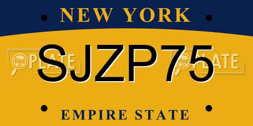 SJZP75 New York License Plate