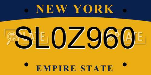 SL0Z960 New York License Plate