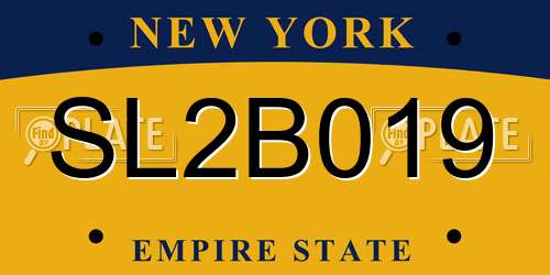 SL2B019 New York License Plate