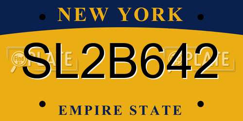 SL2B642 New York License Plate