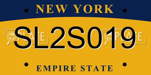 SL2S019 New York License Plate