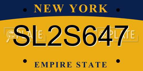 SL2S647 New York License Plate