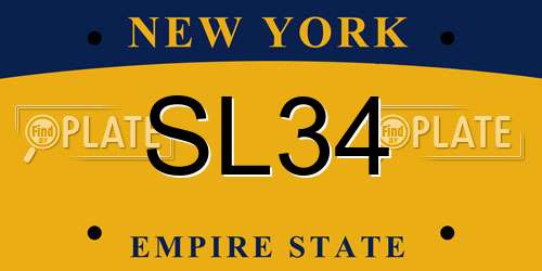 SL34 New York License Plate