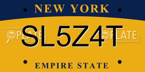 SL5Z4T New York License Plate