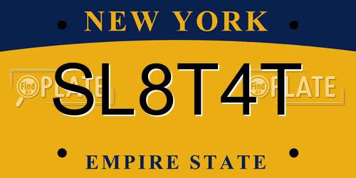 SL8T4T New York License Plate