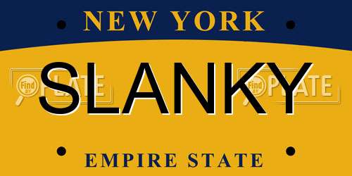 SLANKY New York License Plate