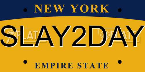 SLAY2DAY New York License Plate