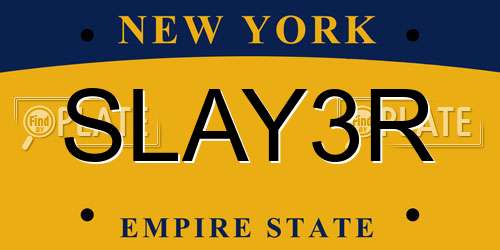 SLAY3R New York License Plate