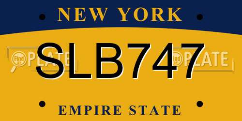 SLB747 New York License Plate