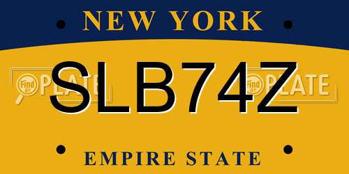 SLB74Z New York License Plate
