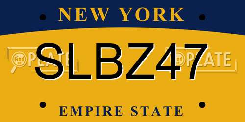 SLBZ47 New York License Plate