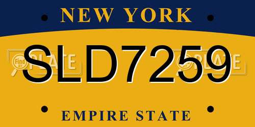 SLD7259 New York License Plate