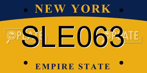 SLE063 New York License Plate