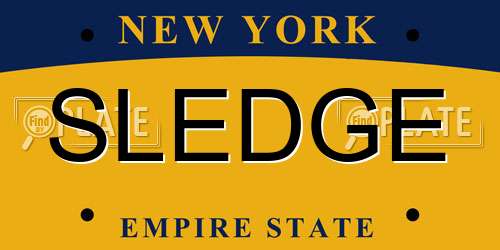 SLEDGE New York License Plate