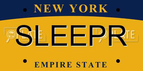 SLEEPR New York License Plate