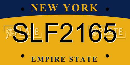 SLF2165 New York License Plate