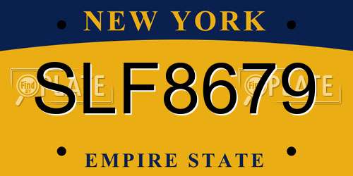 SLF8679 New York License Plate