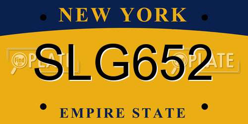 SLG652 New York License Plate
