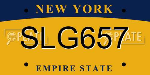 SLG657 New York License Plate