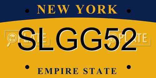 SLGG52 New York License Plate