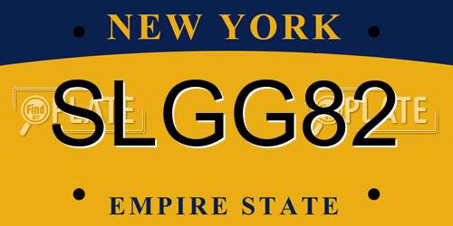 SLGG82 New York License Plate