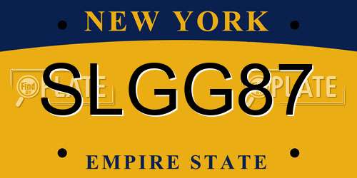 SLGG87 New York License Plate
