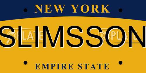 SLIMSSON New York License Plate