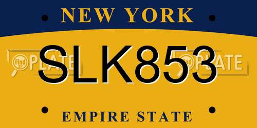 SLK853 New York License Plate
