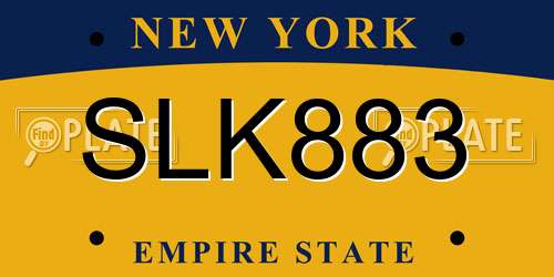 SLK883 New York License Plate
