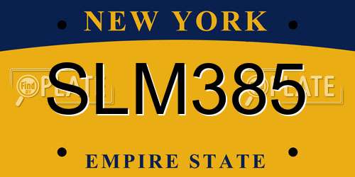 SLM385 New York License Plate