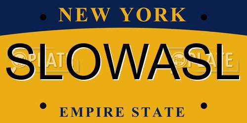 SLOWASL New York License Plate