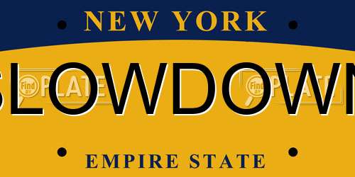 SLOWDOWN New York License Plate