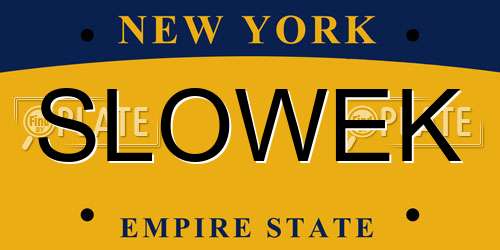 SLOWEK New York License Plate