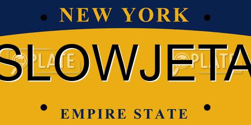 SLOWJETA New York License Plate