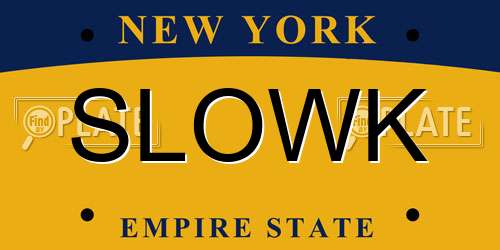 SLOWK New York License Plate