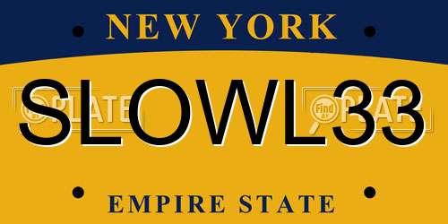 SLOWL33 New York License Plate