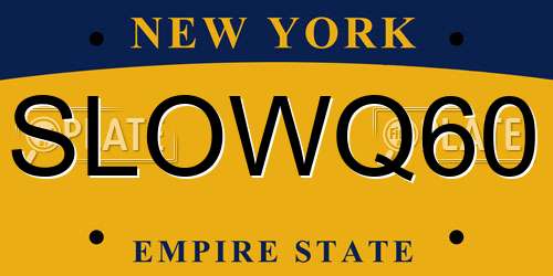 SLOWQ60 New York License Plate