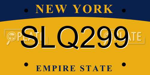 SLQ299 New York License Plate