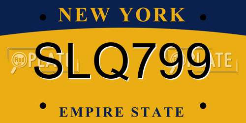 SLQ799 New York License Plate