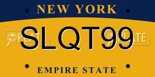 SLQT99 New York License Plate