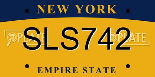 SLS742 New York License Plate