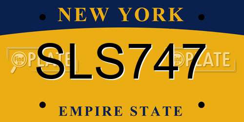SLS747 New York License Plate
